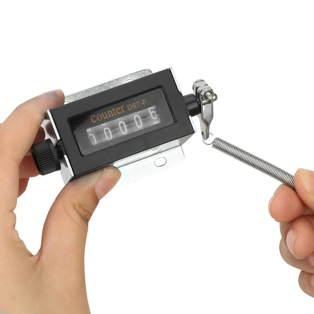 D67F 5 Digit Mechanical Resettable Manual Hand Pull Stroke Tally Counter, Mechanical Click Counter, Battery Included