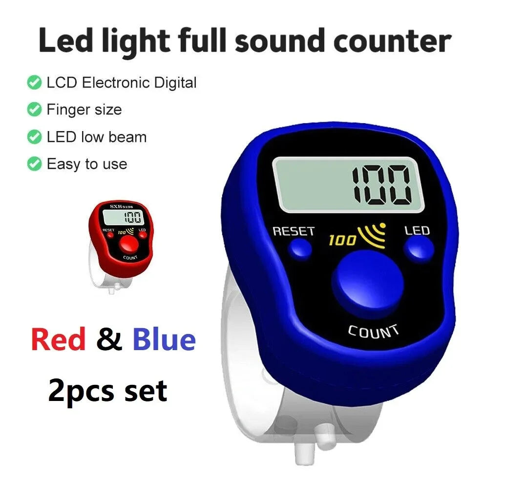 2pcs Mini Stitch Marker and Row Finger Counter LCD Electronic Digital Tally Counter – Battery Included