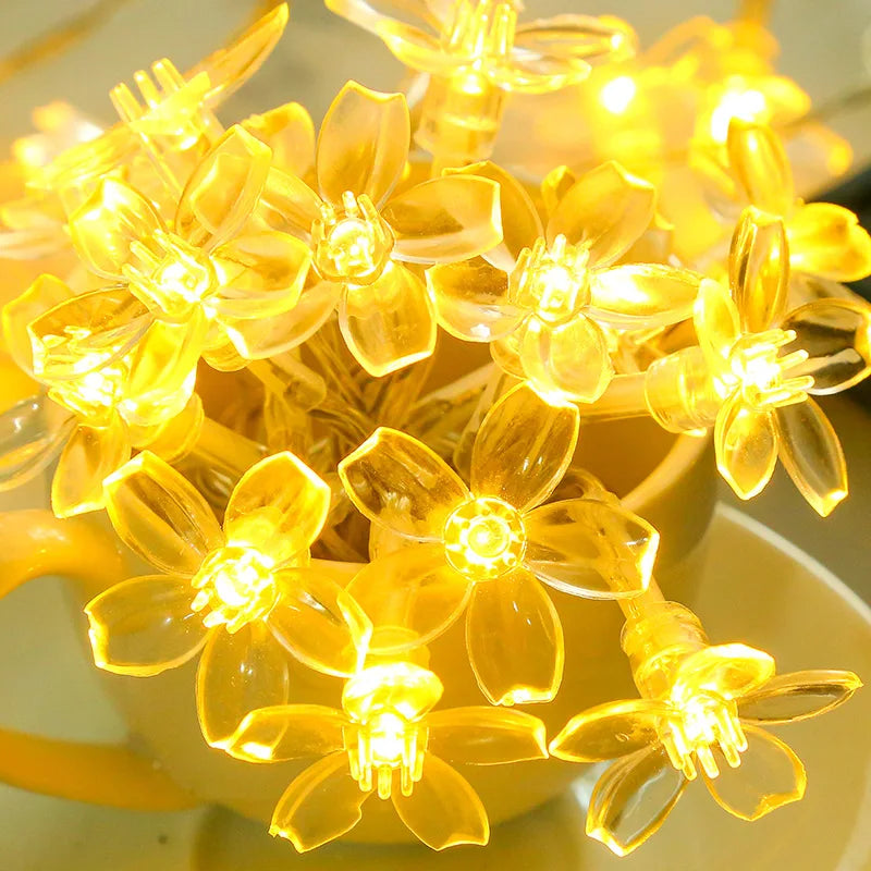 LED Garland Holiday Flower USB String Fairy Lights Hanging Ornaments Christmas Tree Decorations for Home Party Noel Navidad