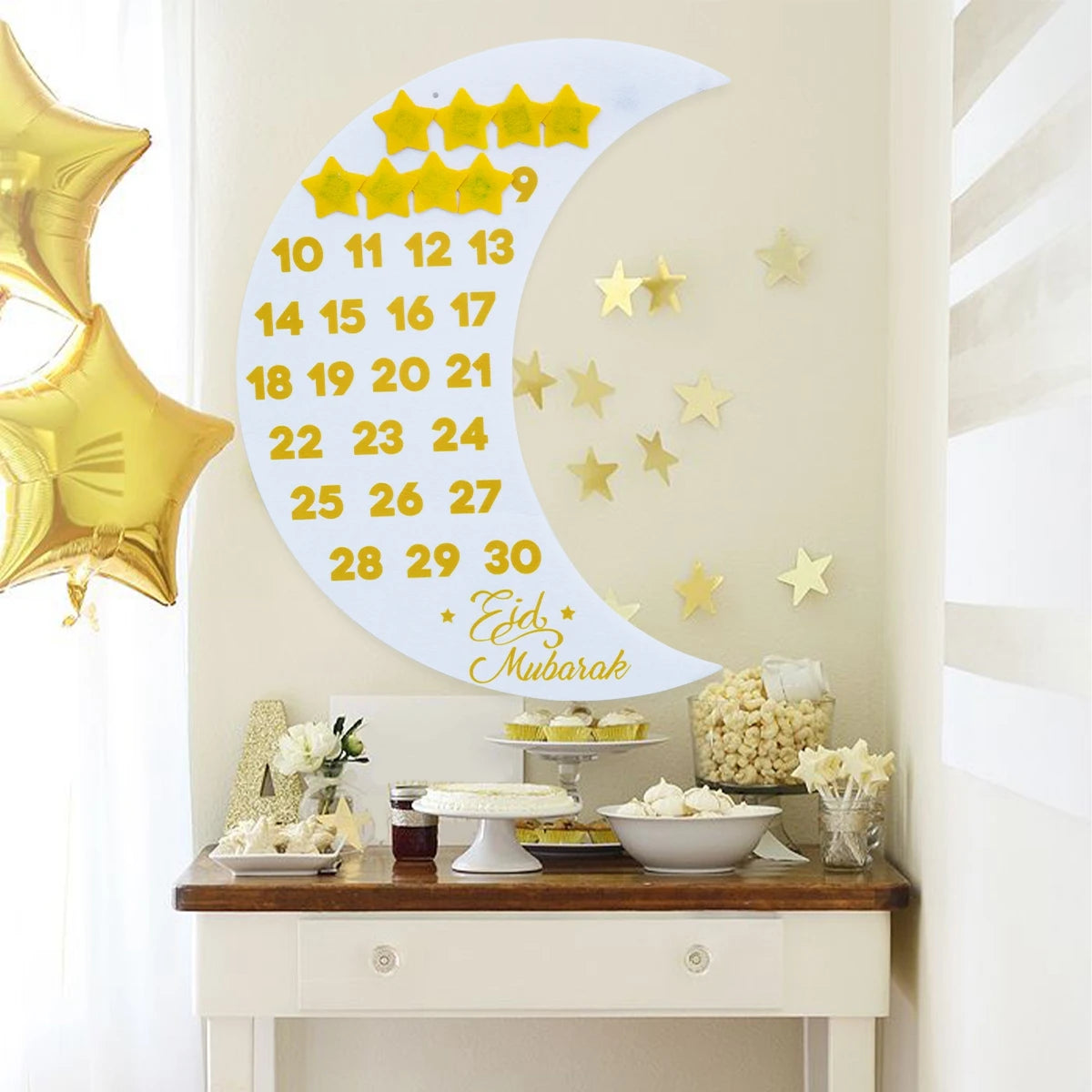 Eid Advent Calendar Ramadan Decoration for Home 2026 Ramadan Kareem Hanging Calendar Islamic Muslim Eid Al Adha Party Supplies