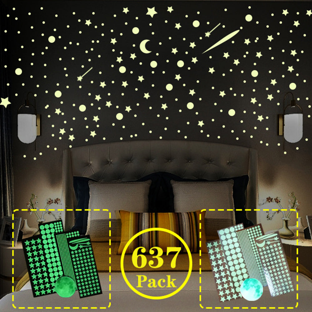637/849Pc Luminous Moon Stars Wall Stickers PVC Glow in the Dark 3D Home Decoration Wall Decals Set for DIY Kids Bedroom Ceiling