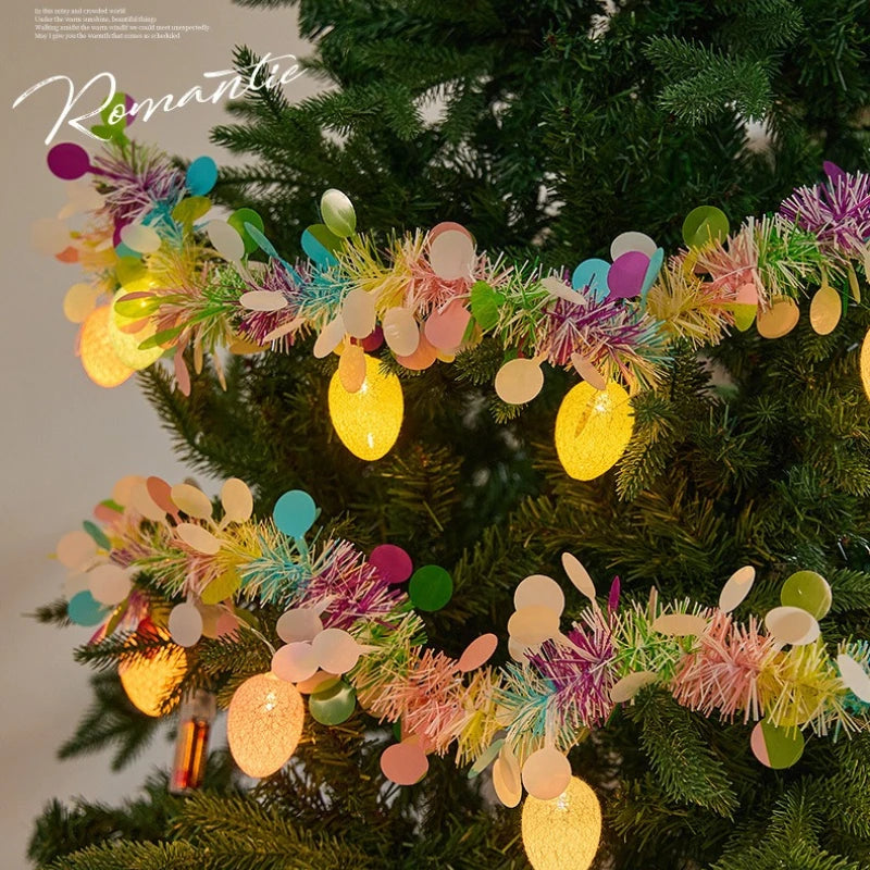 2M Artificial Easter Lights String with Eggs Hanging Ornament for Spring Easter Party Home DIY Craft Wreath Birthday PartyDecor