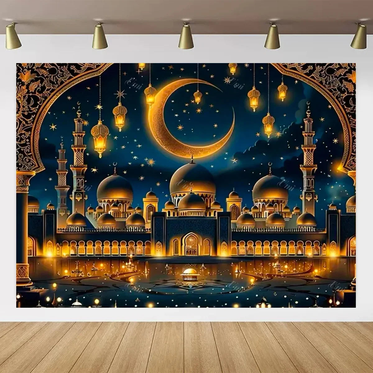 Eid Mubarak Backdrop for Photography EID Al Adha Muslim Ramadan Kareem Moon Lantern Islamic Eid al-Fitr Photo Background Props