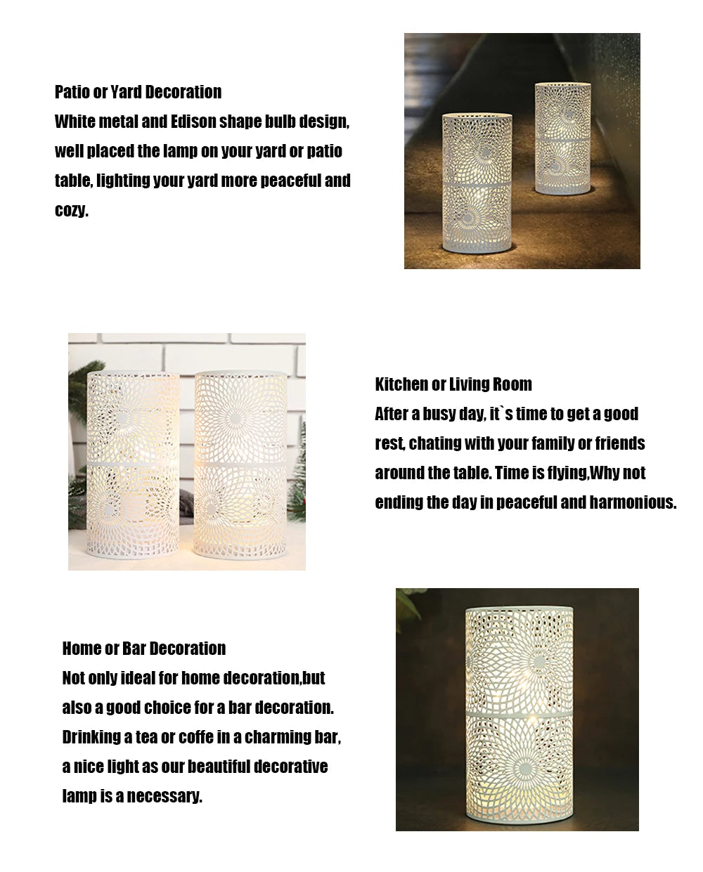 2Pcs/set  Battery Powered Table Lamp Modern Nordic Cylinder Lamp for Warm Light with LED Edison Style Bulb Wedding Home Decor