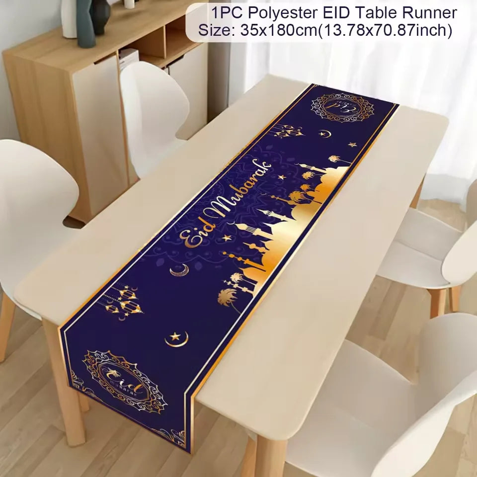 Ramadan Table Runner Eid Mubarak Decoration 2026 for Home Ramadan Kareem Ramadan Mubarak Islamic Muslim Party Eid Al-Fitr Gifts