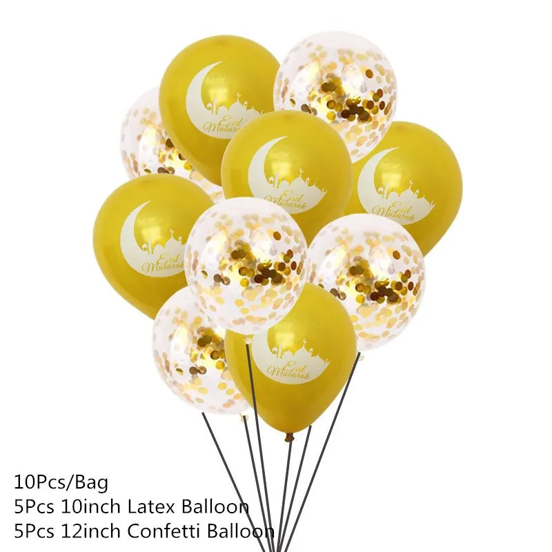 10Pcs Eid Umrah Mubarak Latex Balloon Ramadan Kareem Festival Muslim Islamic Ramadan Party Eid Al-Firt Home Decoration Supplies