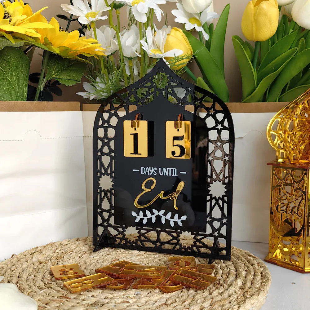Ramadan Kareem Countdown Calendar Ornament Eid Mubarak Decoration 2025 For Home Muslim Islamic Festival Eid Al-Fitr Party Favors