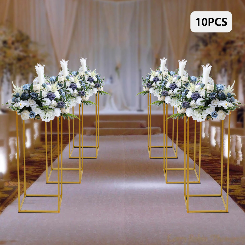 10PCS Metal Flower Stand Floor Vases Flowers Column Stand Road Lead Rack for Wedding Party Birthday Anniversary Decor 24*24*60cm