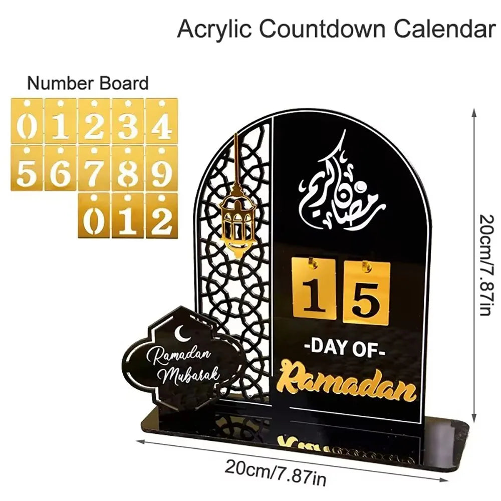 Acrylic Ramadan Countdown Calendar with Base Mubarak Islam Advent Gifts Ramadan Home Desktop Decora Countdown Numbers Calendar