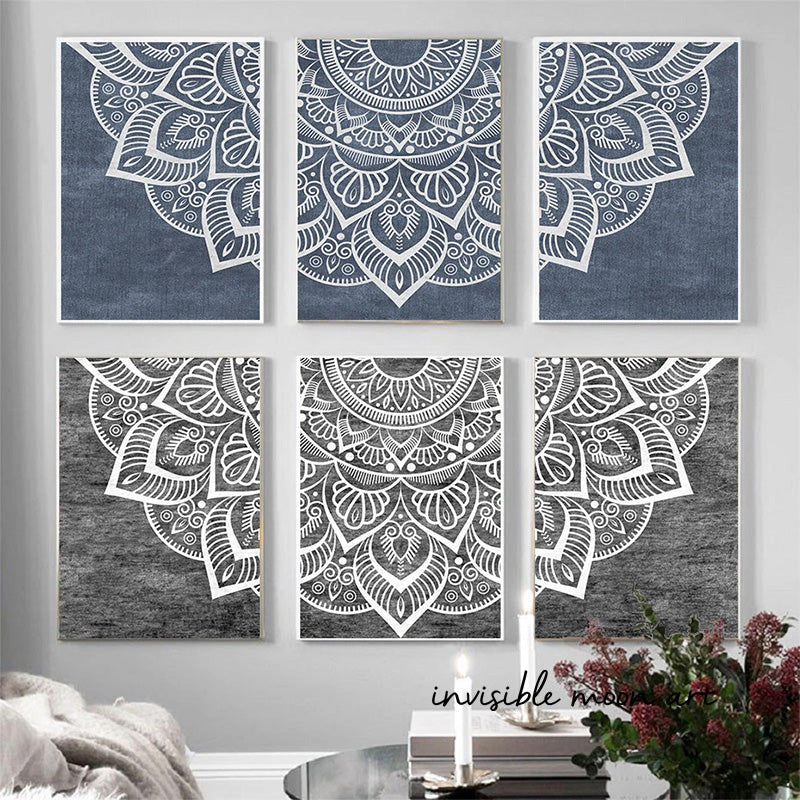 Abstract Mandala Flower Pattern Beige Bohemia Inhale Exhal Zen Art Posters Canvas Painting Wall Prints Pictures Room Home Decor