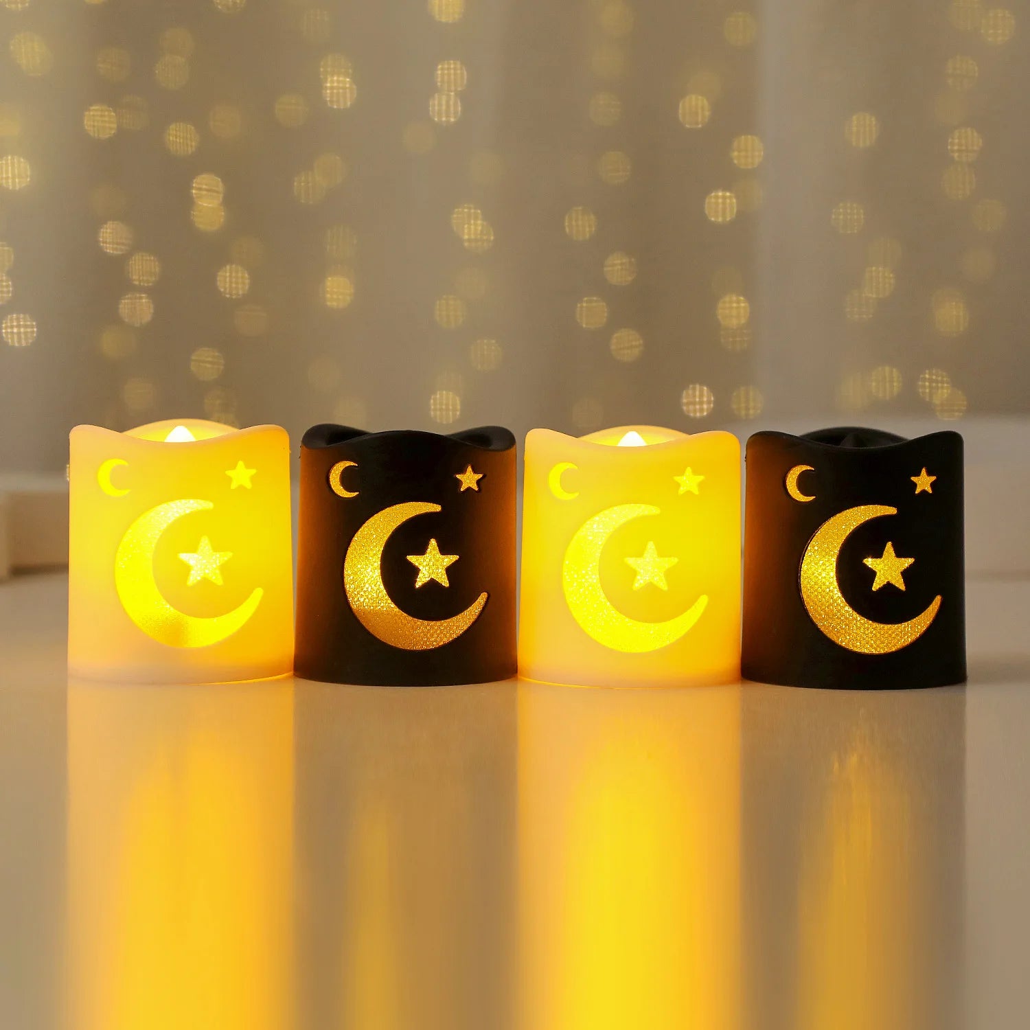 LED Eid Mubarak Lamp,Eid Decorations for Home,Islamic Ramadan Lantern,Candle Lamp Table Centerpiece,Decorative Lanterns as Gifts