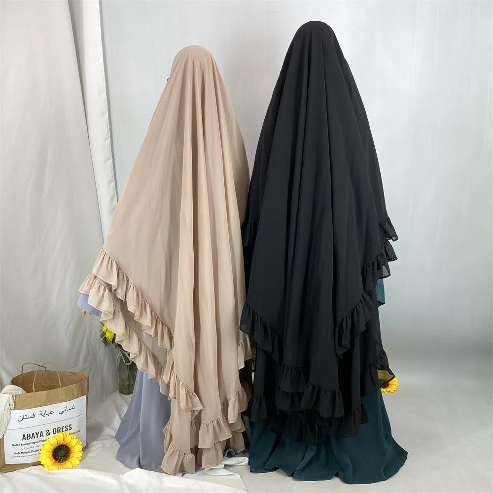 Fashion Extra Long Khimar Plain Chiffon Muslim Women Prayer Scarf Dubai Turkish Hijabs Turban Ramadan Niqab Abaya For Women