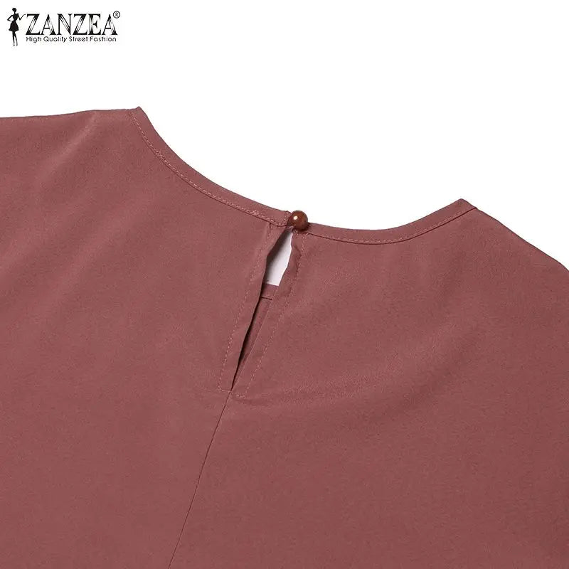 2025 ZANZEA Islamic Hijab Women Abaya Robe – Elegant O-Neck A-Line Dress