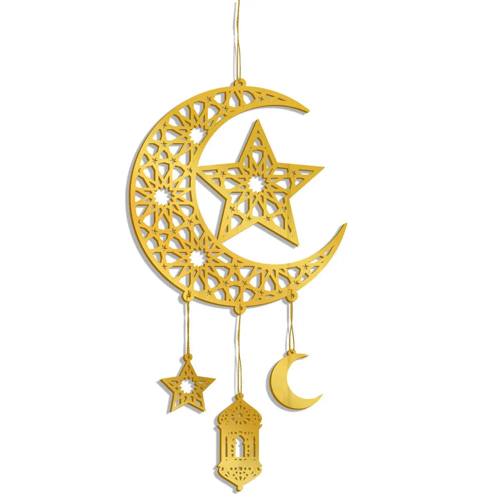 1PC Acrylic Ramadan Kareem Moon Star Wall Pendant Eid Mubarak Ornaments for Home Eid Al Fitr Muslim Islamic Holiday Party Decor