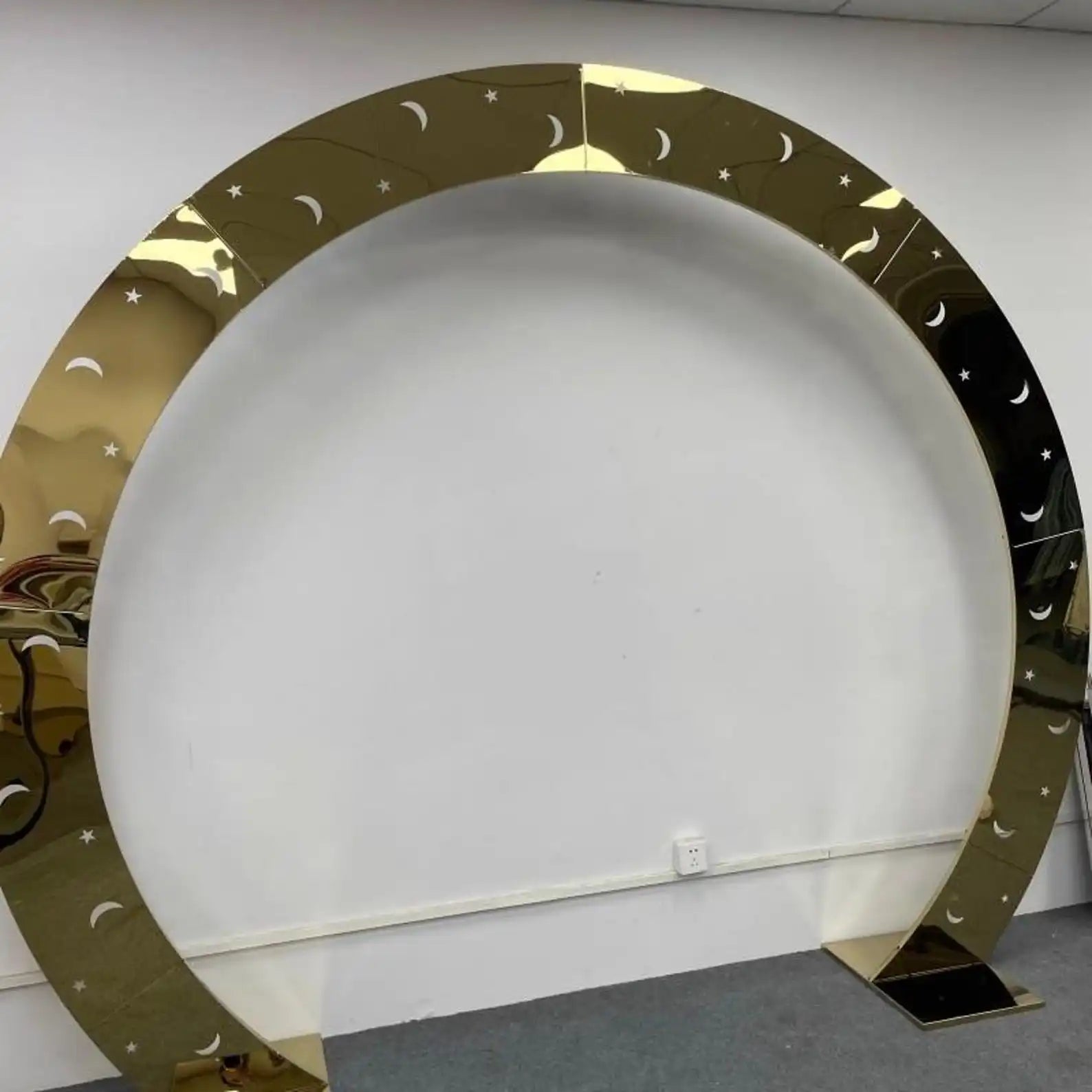 1pcs f30 83in Golden Stainless Steel Crescent Half Moon Wedding Arch Party Stage Backdrop Flower Stand Background Arch ivy332