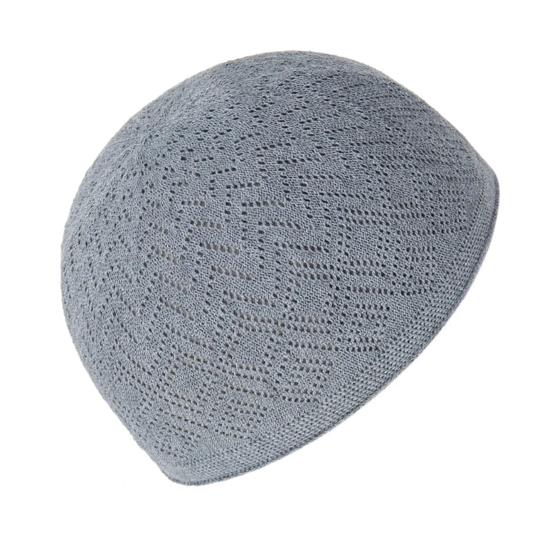 Breathable Muslims Adult Knit Kufi Elastic Hollow out Islamic Knit Kufi Inner Hat Casual Church Pray Lightweight Hat