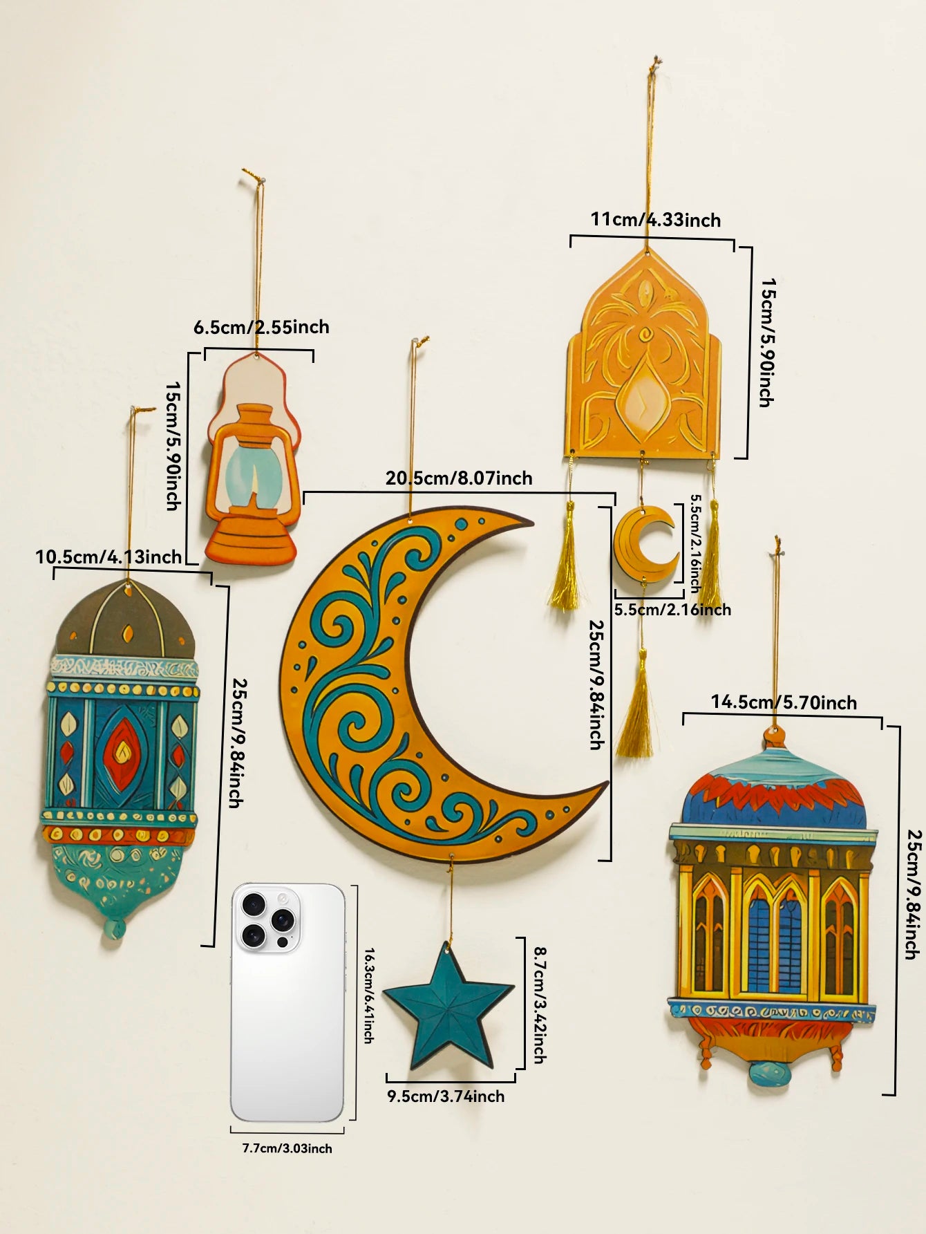 Islamic Ramadan Wall Decor Moon Star Lantern Tassel Ornament for Eid Mubarak Kareem Muslim Festival Home Hanging Decoration Gift