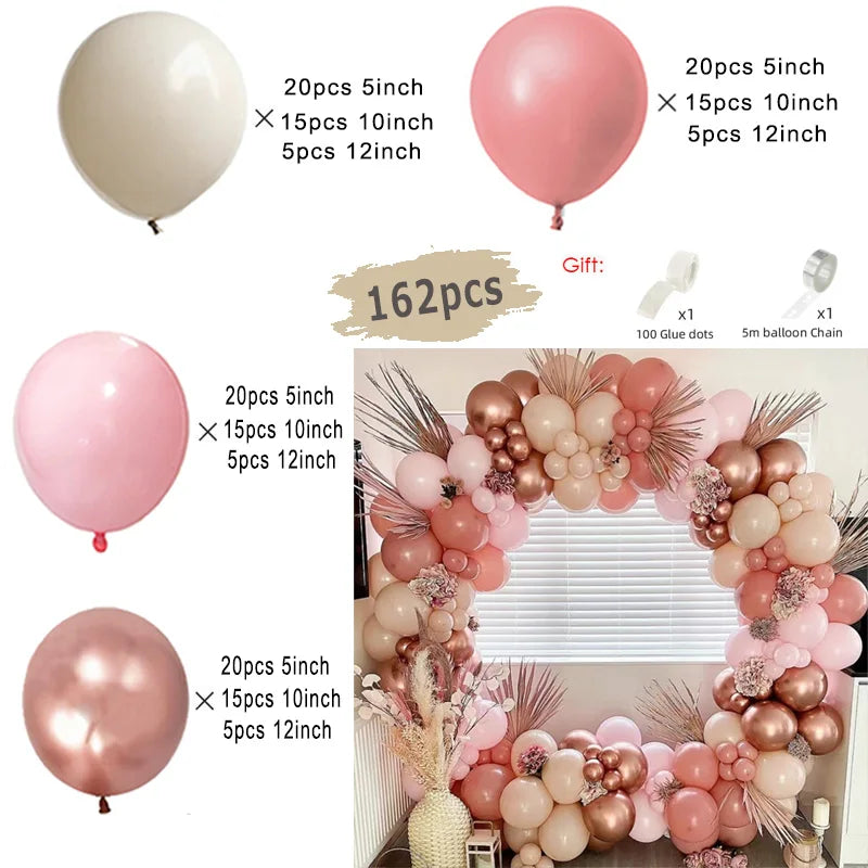 Macaron Pink Balloon Garland Arch Kit Wedding Birthday Party Decor Kids Rose Gold Latex Balloons Baby Shower Decorations Chain