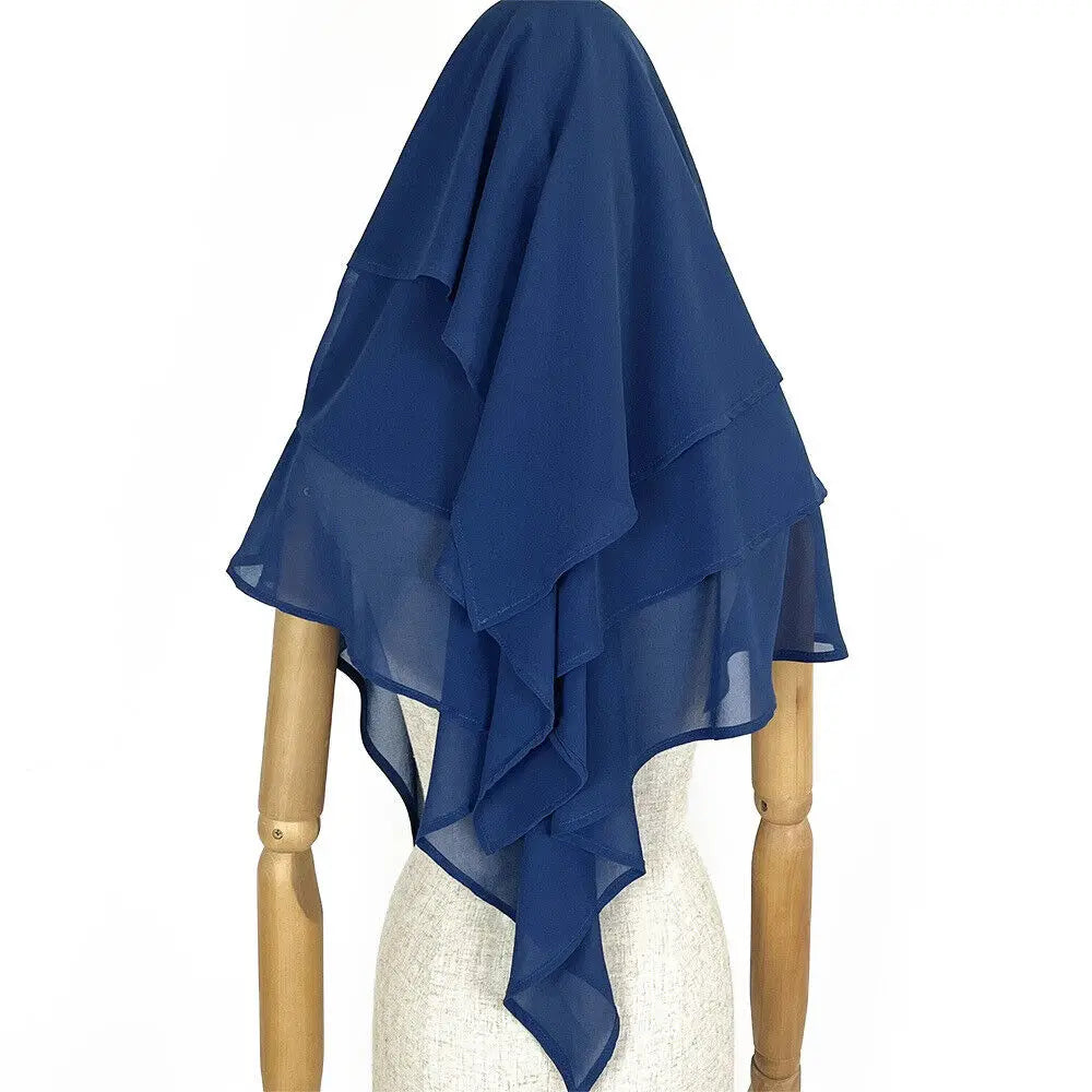 Chiffon Full Cover Scarf Niqab Women Muslim Summer Amira Hijab Islamic Khimar Arab Eid Ramadan Turban Islamic Solid Color