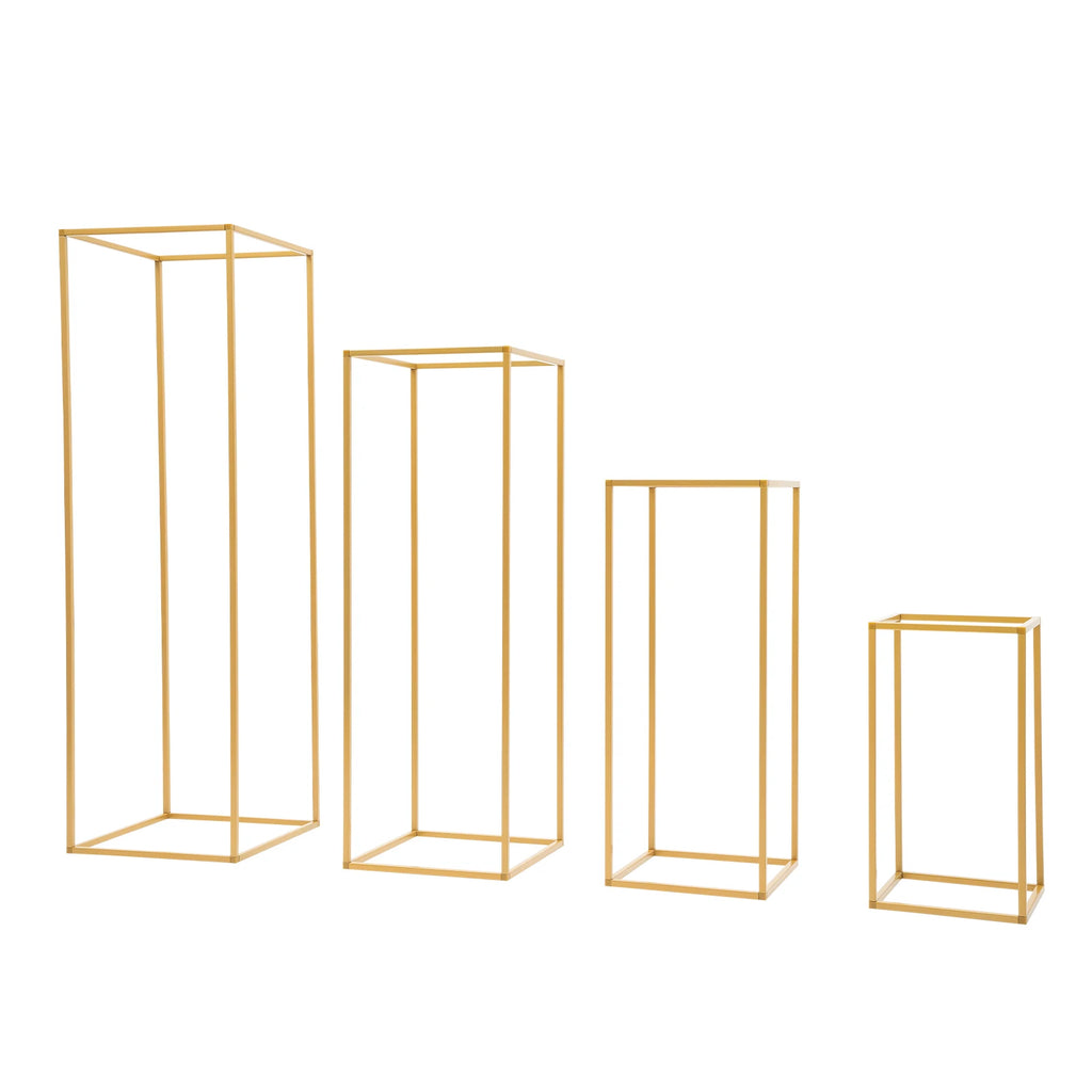 4 Different Height Wedding Flower Stand Metal Floor Geometric Vase Set Wedding Centerpieces For Table Tall Decorations For Party