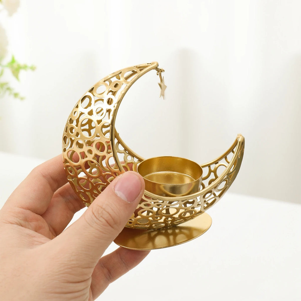 Ramadan Decor Moon Candlestick EID Mubarak Decor 2025 Home Candle Holder Ramadan Kareem Islamic Muslim Party Eid Al Adha Gifts