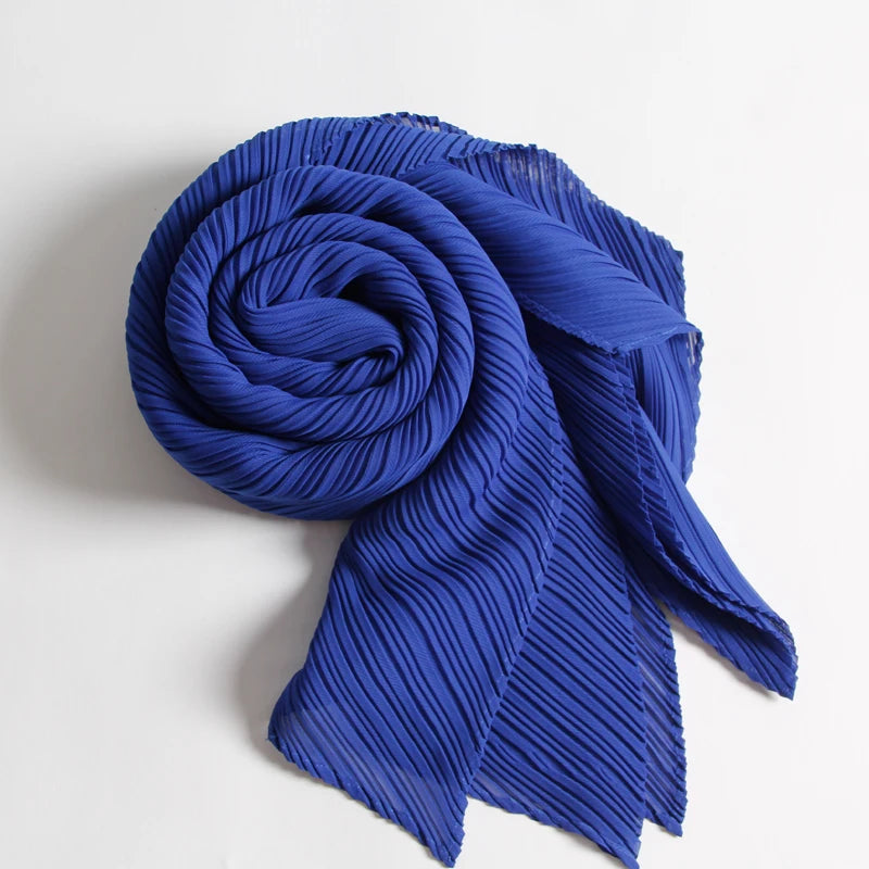 Miyake Pleated Scarf Wide Long Silk 2025 Cape Women Windscreen Shawl Shoulder Designer Korean Scarf Hijabs For Woman
