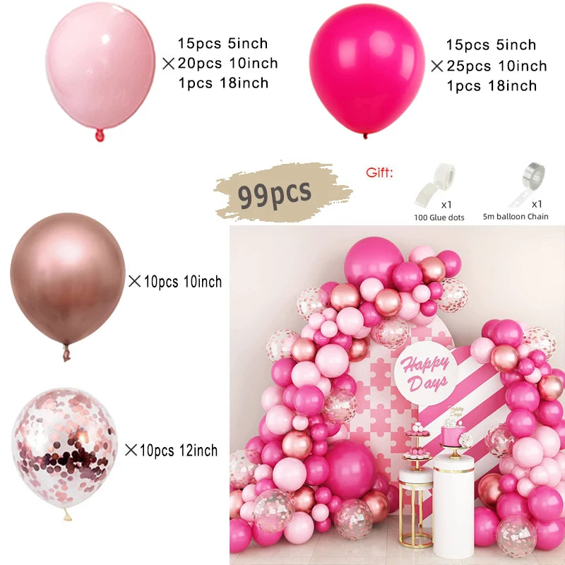 Macaron Pink Balloon Garland Arch Kit Wedding Birthday Party Decor Kids Rose Gold Latex Balloons Baby Shower Decorations Chain