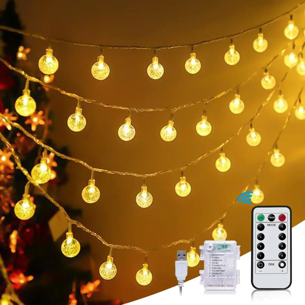 Patio Led String Light USB/Battery Globe Bulb Fairy Christmas 8Mode Remote For New Year Party Wedding Garden Garlands Decorate