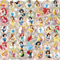 50PCS Disney Princess Flower PET Transparent Stickers Phone Scrapbook Guitar Laptop Suitcase Waterproof Sticker Toys Decals