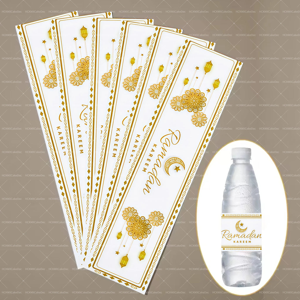 10pcs 2026 Eid Mubarak Water Bottle Stickers Self-Adhesive Labels for 2026 Ramadan Decoration Eid Party Supplies