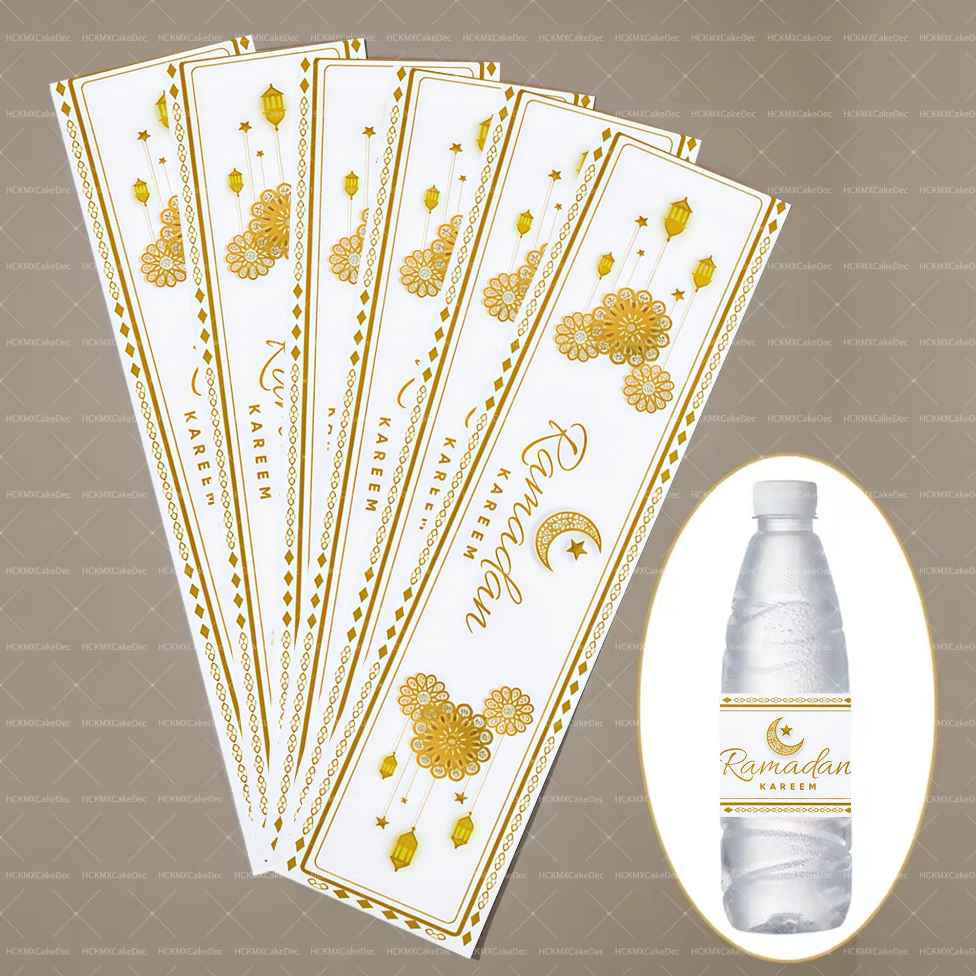 10pcs 2026 Eid Mubarak Water Bottle Stickers Self-Adhesive Labels for 2026 Ramadan Decoration Eid Party Supplies