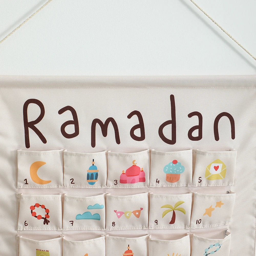 Reusable Acrylic Ramadan Countdown Calendar with Wooden Base – Eid Table Decor