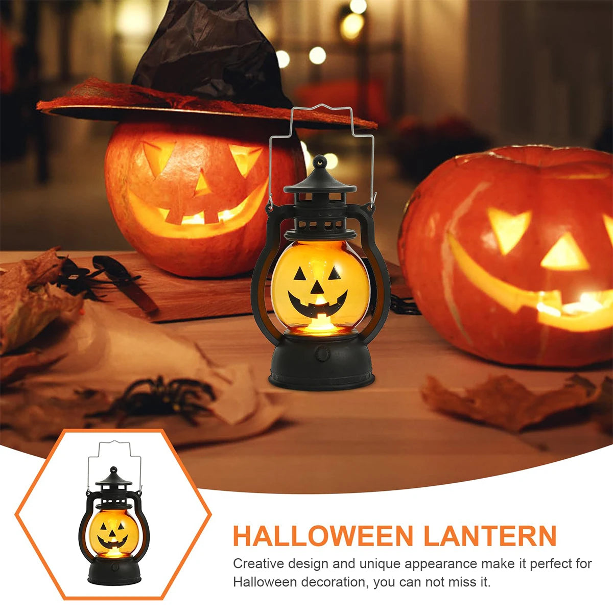 Hanging Pumpkin Lantern Light LED Ghost Lamp Halloween Candle Light Retro Small Oil Lamp Halloween Party Home Decor Horror Props