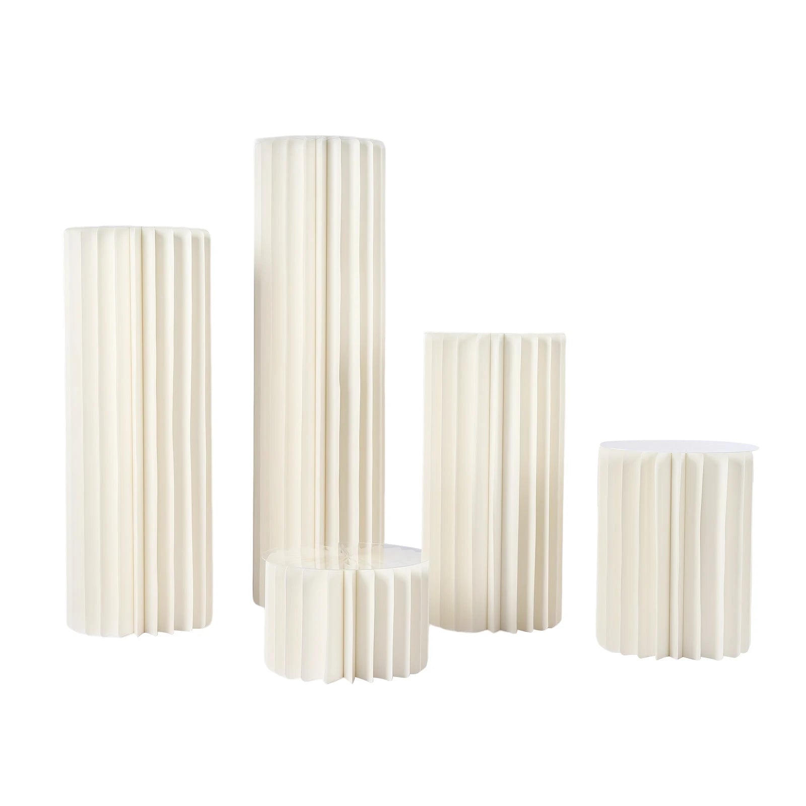 5 PCS Foldable Cylinder Pedestal Stand, Wedding Centerpieces Vase Dessert Table Party Decor, Roman Pillar for Wedding Birthday