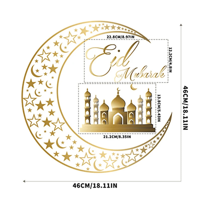 Ramadan Wall Decor Stickers Islamic Muslim Wall Decals Eid Mubarak Ramadan Lantern Moon Star Window Decor For Home Decorations