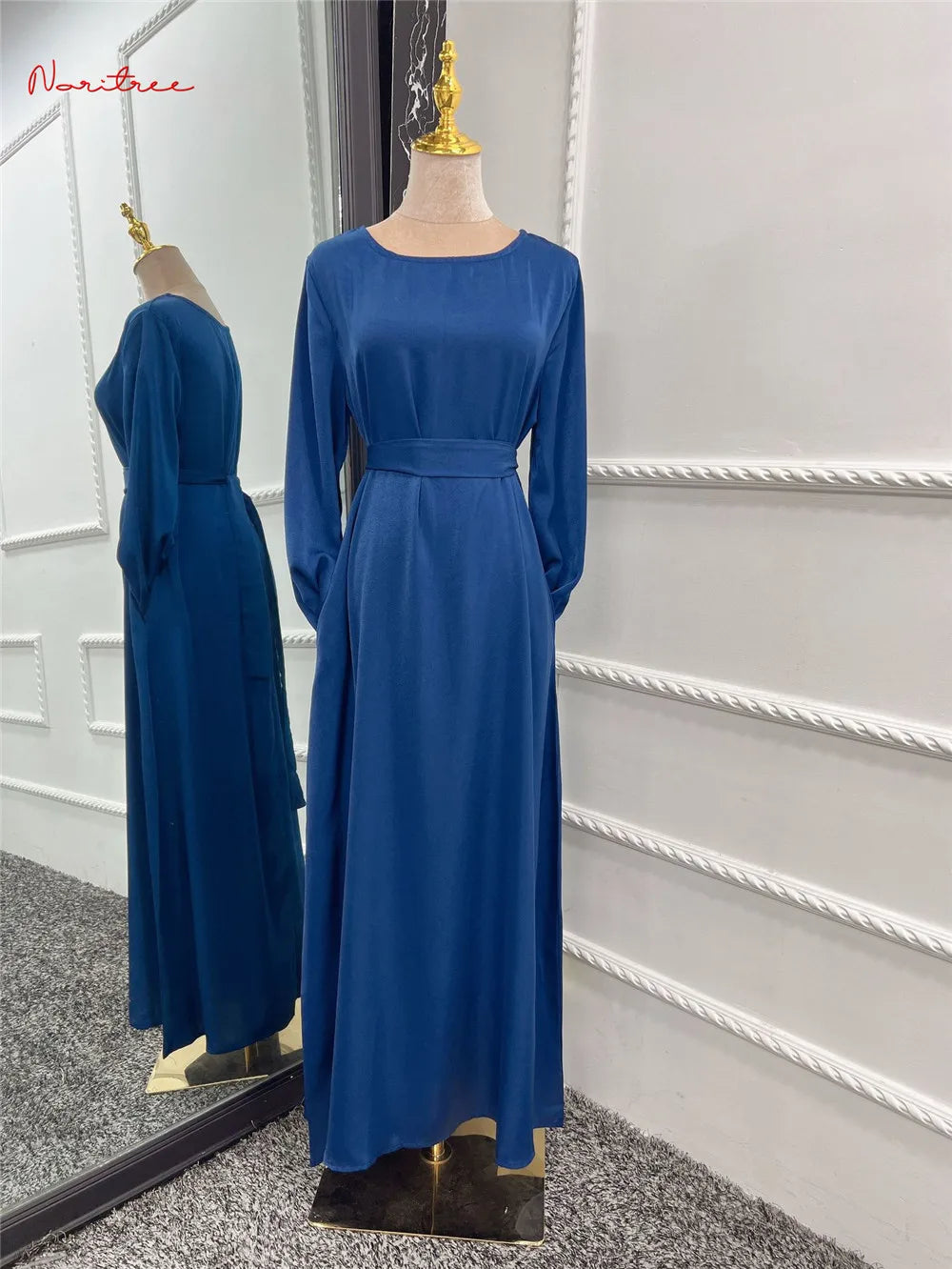 Fashion Sliky Djellaba Muslim Dress Dubai Full Length Flare Sleeved Soft Abaya Dubai Turkey Muslim Islam Robe WY921