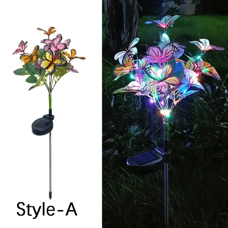 Ramadan Decorations 2026 Wedding Party Valentine's Day Camping LED Outdoor Garden Fairy Simulation Butterfly Solar Lawn Lamp
