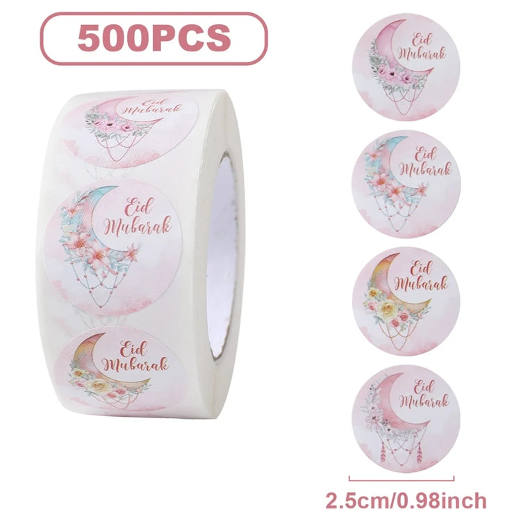 EID Mubarak Stickers Ramadan Decoration 2025 For Favor Gifts Label Ramadan Kareem Islamic Muslim Party Eid Al Adha Gifts