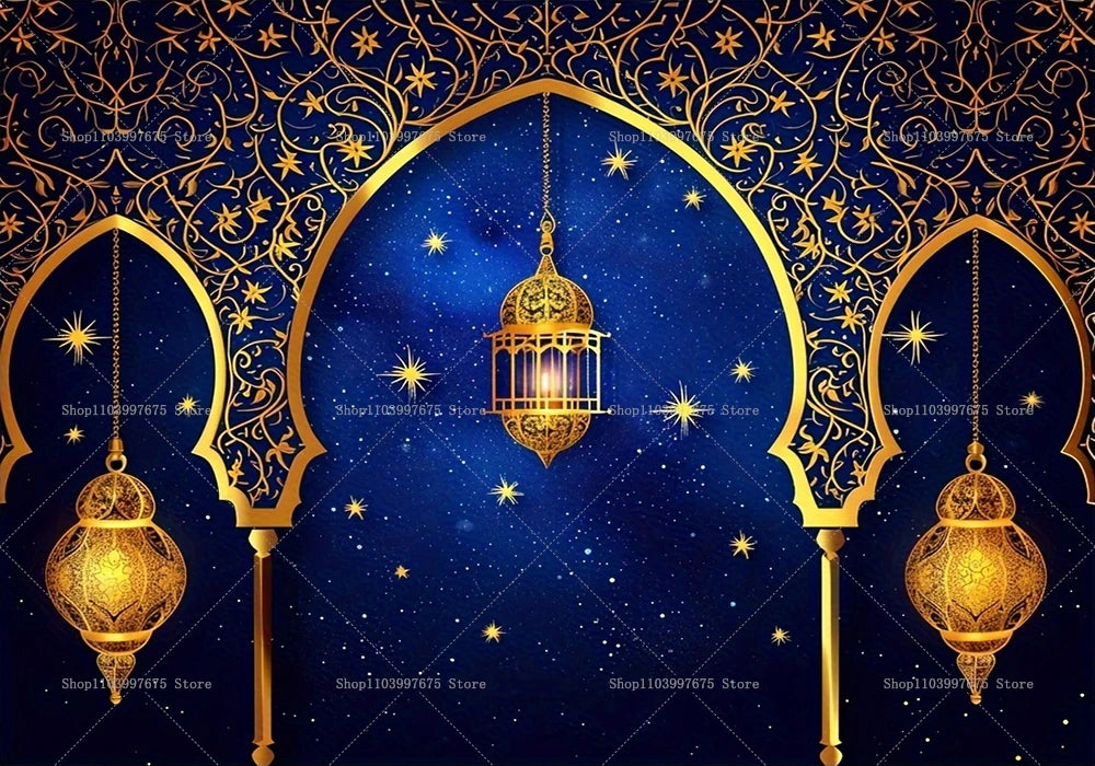 Eid Mubarak Backdrop Decorations Ramadan Background Banner for Home Islamic Muslim Eid Al-fitr Party Decor Supplies Photo Studio