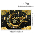 Eid Mubarak Backdrop Moon Star Castle Pattern Ramadan Decorations Banner for Home Islamic Muslim Party Supplies Eid Al-fitr Gift