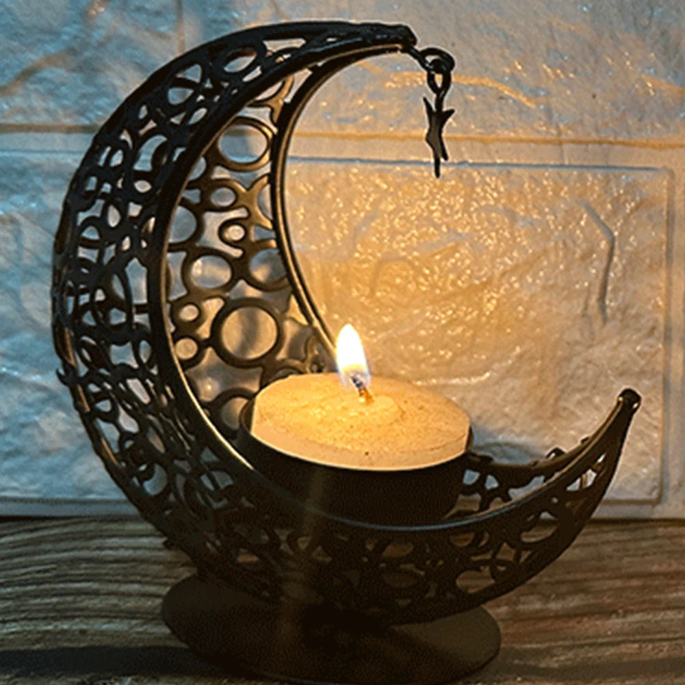 Eid Mubarak Candle Holder Moon Candle Holder Home Islamic Muslim Party Decor Ramadan Candlestick Holder Eid Mubarak Table Decor