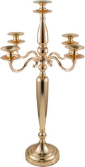4Pcs 5 Arm Candelabra Candle Holder for Table Centerpieces Gold Metal Candlestick Holder for Wedding Decorative(28 Inch Tall)