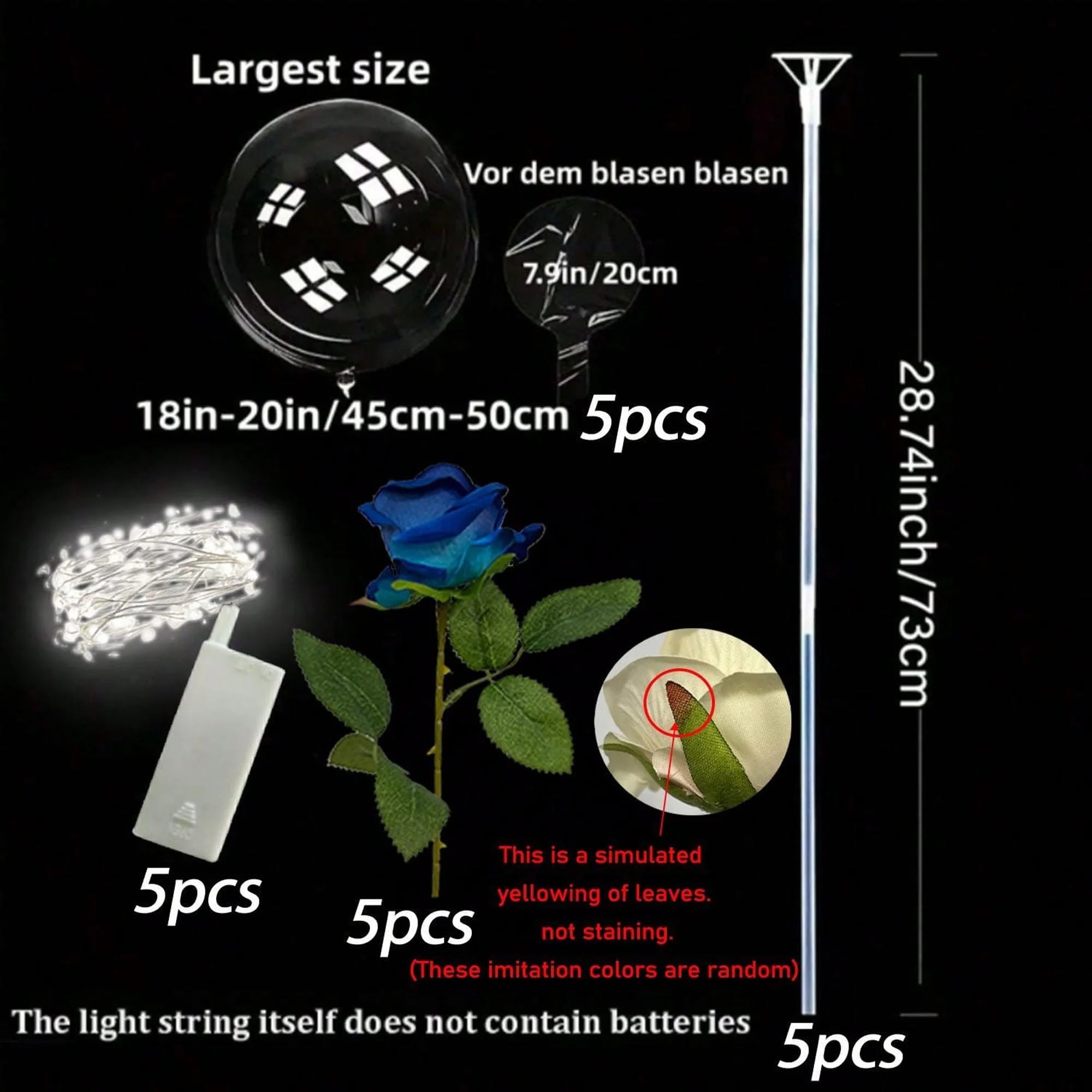 LED light rose bouquet transparent wave balloon, suitable for weddings, anniversaries, birthdays, Valentine's Day, bridal shower