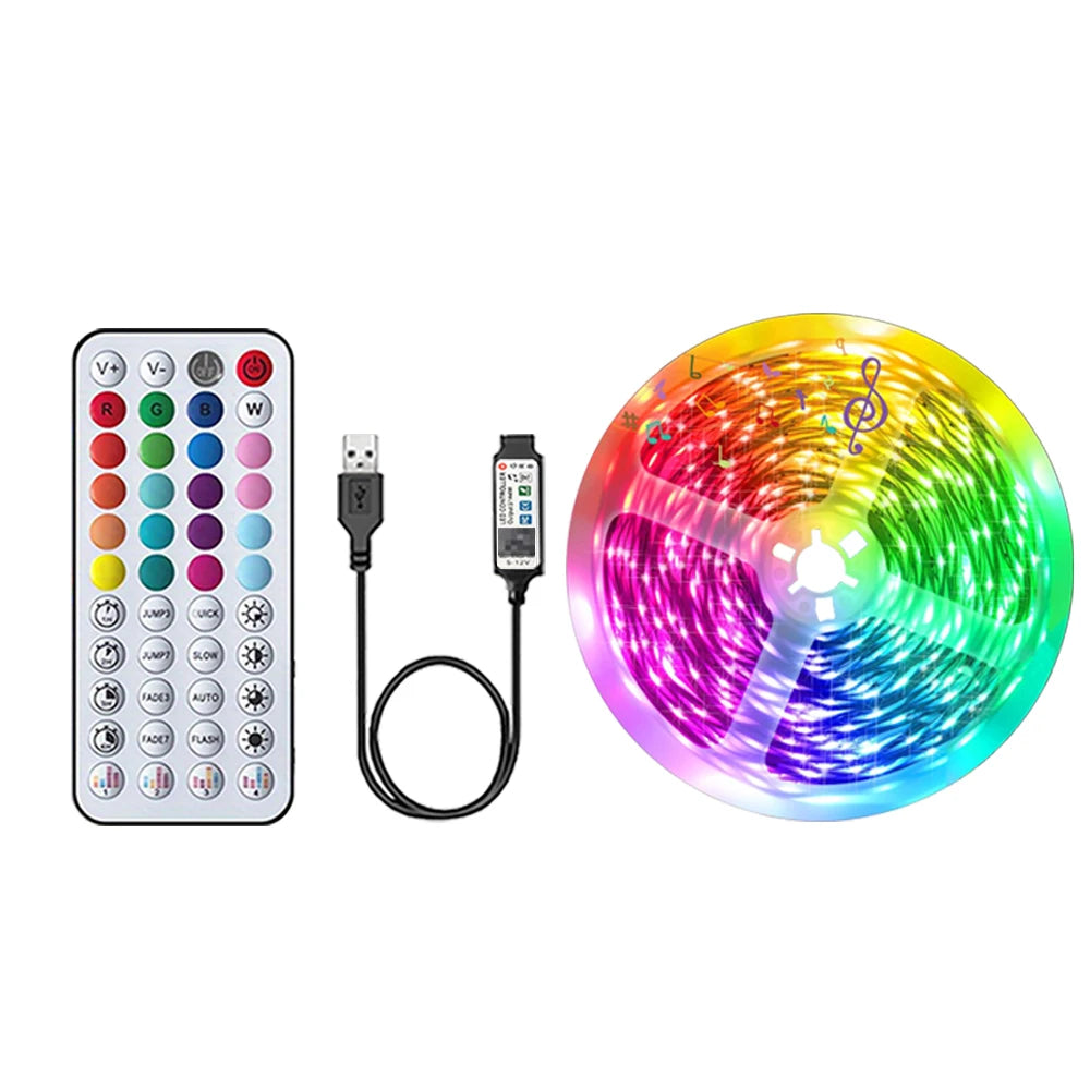 RGB Led Strip Lights for Room 1M, 5M, 10M, 20M, 30M USB 5V Music Sync APP Control Led Tape FLexible Ribbon for Bedroom Home Decor