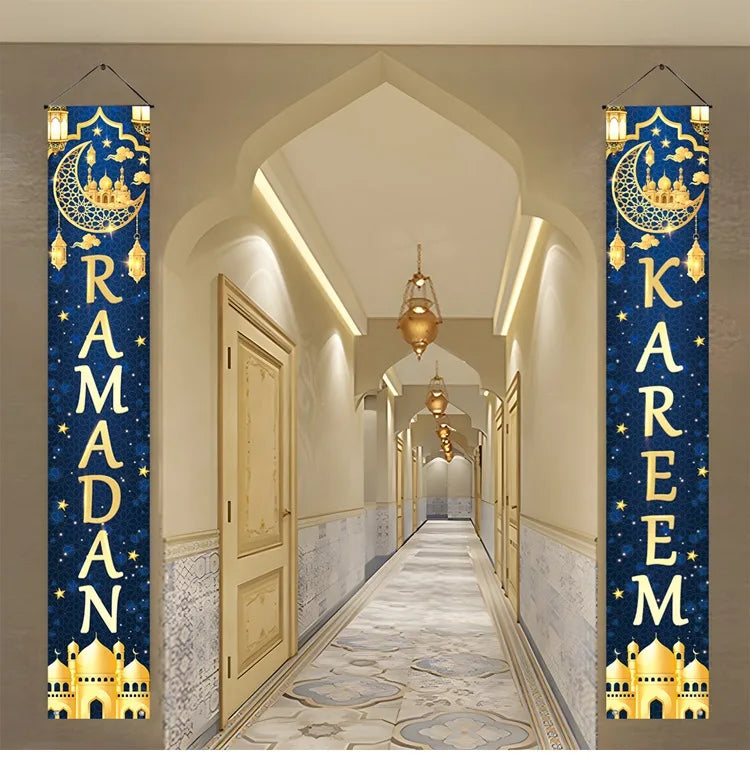 Eid Mubarak Door Banner Ramadan Decoration 2025 for Home Mubarak Ramadan Kareem Islamic Muslim Party Decor Eid Al Adha Gifts