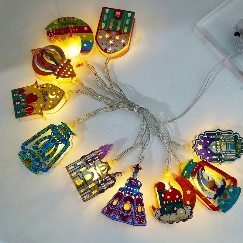 Ramadan Star Moon Castle LED String Lights Eid Mubarak Decoration 2026 for Muslim Islam Party Eid al-Fitr Wall Pendant String