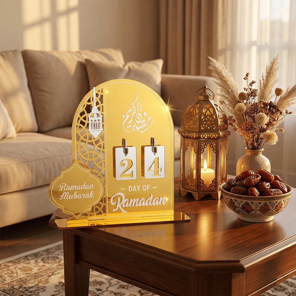 DIY Ramadan Advent Calendar Acrylic Eid Mubarak Countdown Calendar Table Decor for Arabic Muslim Islamic Ramadan Decoration 2026