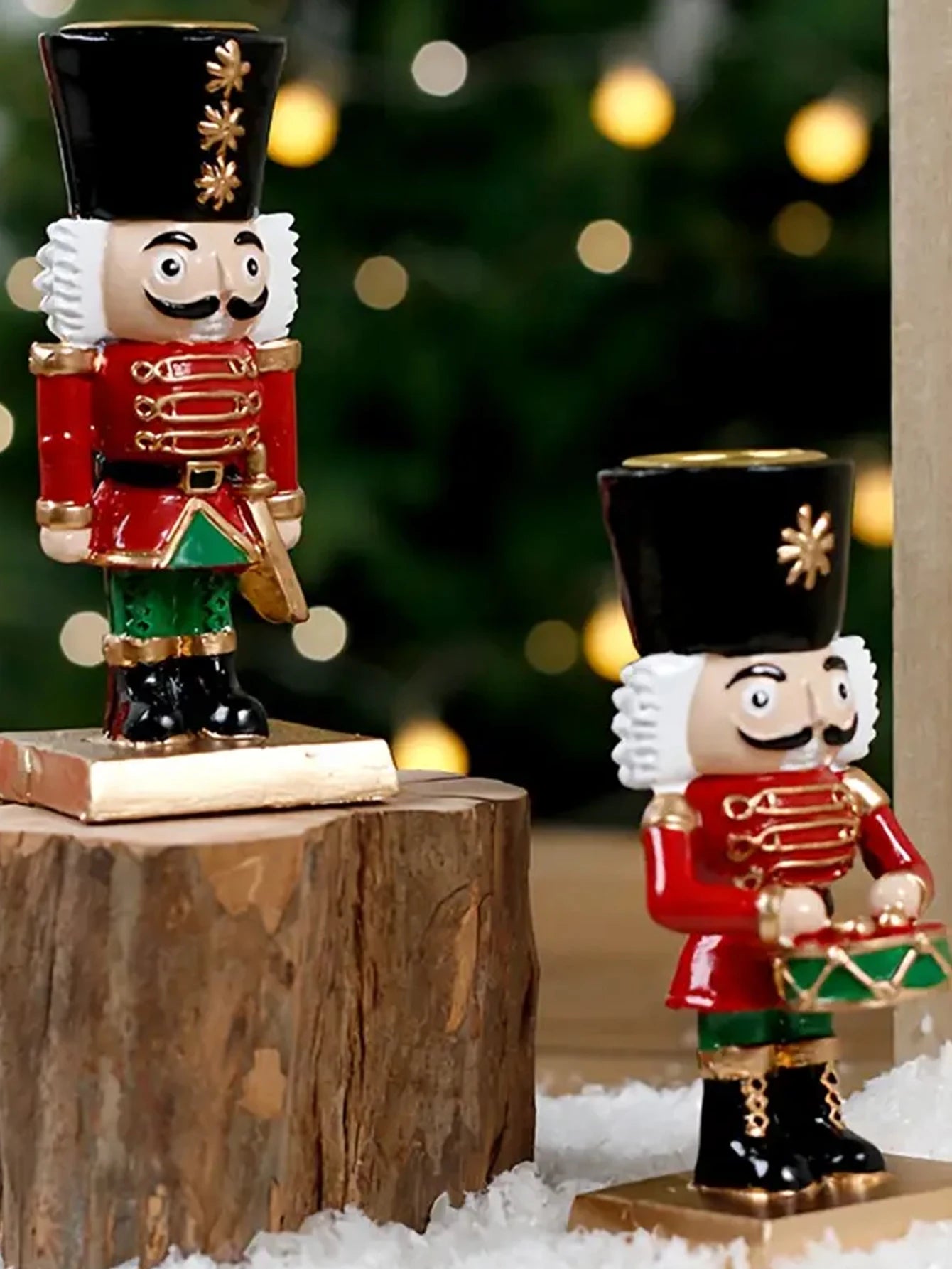 Nutcracker Candle Holder Adorable Figurine Tabletop Christmas Decor Festive Home Decoration Holiday Shelf Table Centerpiece