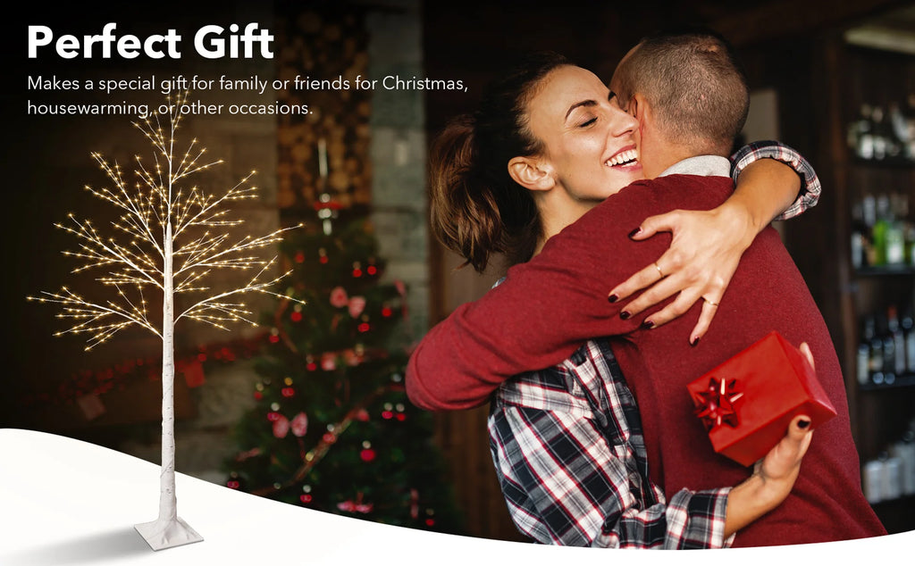 Lighted Birch Tree, Lighted Christmas Tree, 440LED Warm 8 Lighting Modes Artificial Plant White Christmas Tree Halloween Birch