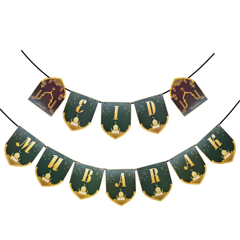 1set eid mubarak bunting banner Eid Al-Fitr Party home decorations ramadan party supplies eid party Hanging Ornament